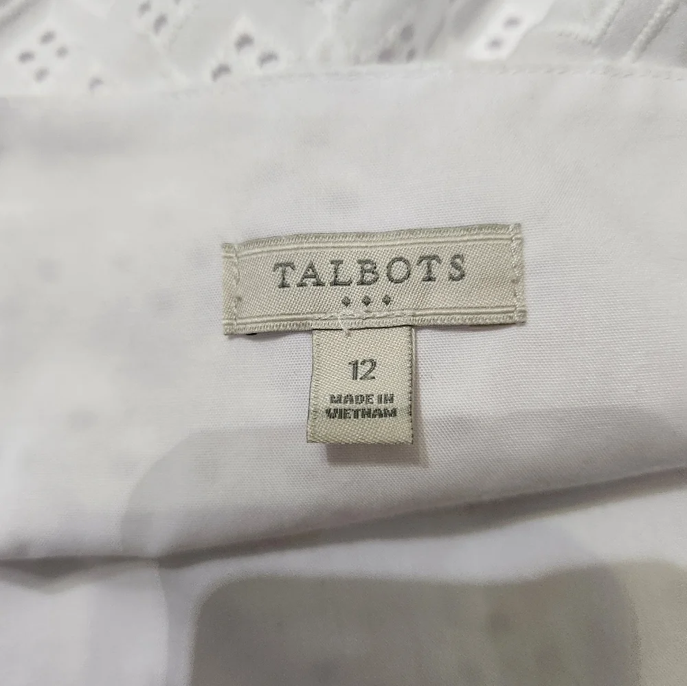 Talbots Eyelet Fully Lined White Sleeveless Dress - Picture 5 of 6